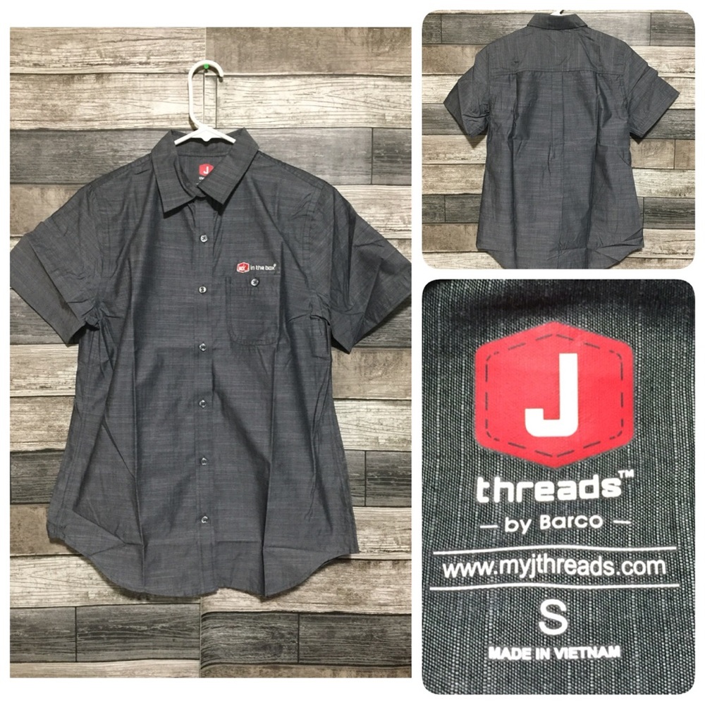 Barco Uniform Jack In The Box Button Up Shirt Women’s S Gray Short Sleeve